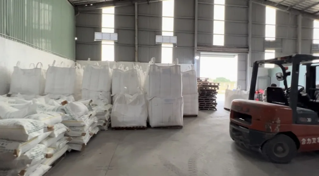 Forklift handling bagged cassava products